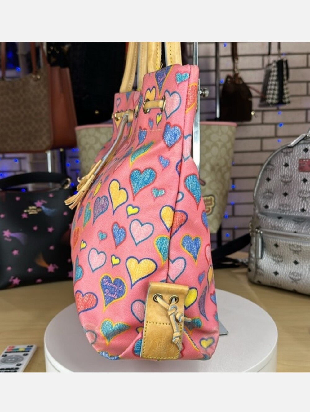 Dooney & Bourke Pink Heart-Print Tote - Picture 6 of 14